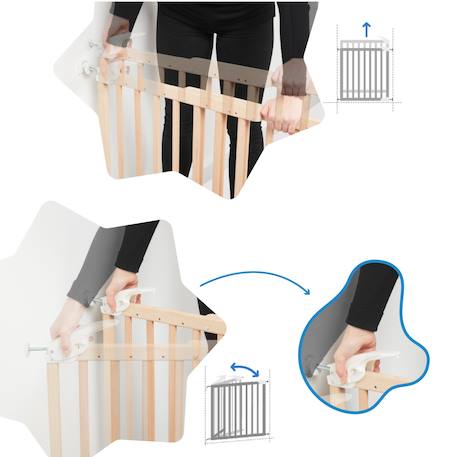 Barrière de sécurité enfant extensible deco pop Blanc+Marron+Noir 11 - vertbaudet enfant 