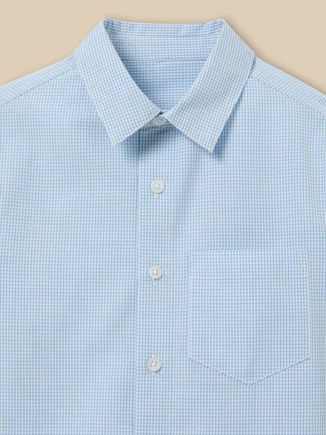 Chemise en micro vichy garçon. Bleu 2 - vertbaudet enfant 