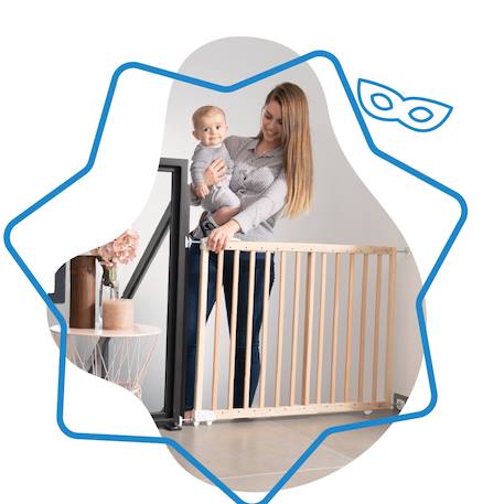 Barrière de sécurité enfant extensible deco pop Blanc+Marron+Noir 8 - vertbaudet enfant 
