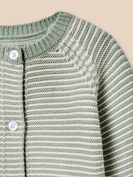 Cardigan rayé bébé - coton biologique Rayure amande 3 - vertbaudet enfant 