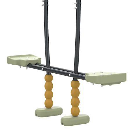Portique 2 balançoires et vis-à-vis barbouzet bois h224cm Marron - gris anthracite - vert kaki - moutarde 3 - vertbaudet enfant 