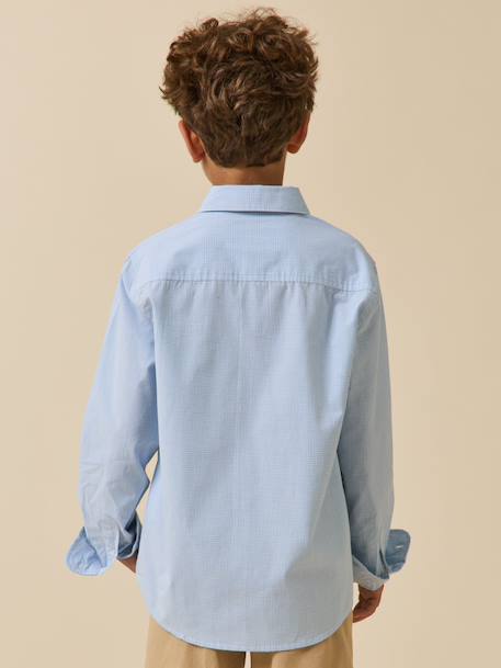 Chemise en micro vichy garçon. Bleu 4 - vertbaudet enfant 