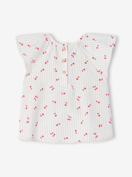 Blouse manches courtes bébé fille rayé bleu 2 - vertbaudet enfant 