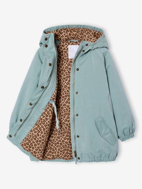 Parka longue fille capuche vert de gris 2 - vertbaudet enfant 
