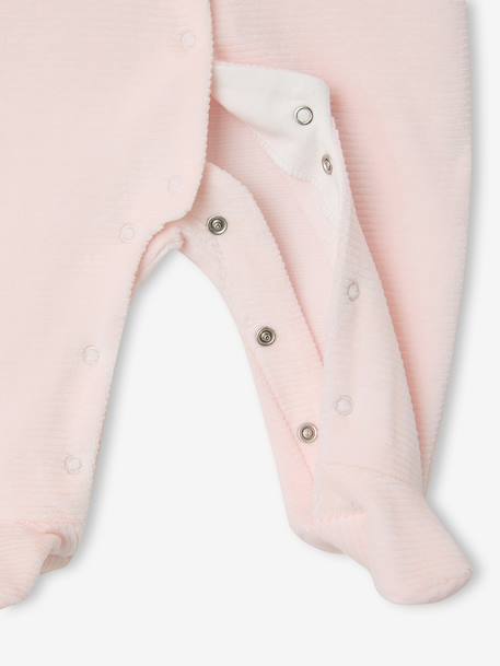 Lot de 2 pyjamas bébé en velours naissance beige+rose 13 - vertbaudet enfant 
