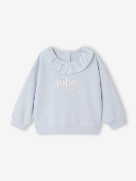 Sweat bébé fille collerette bleu clair 1 - vertbaudet enfant 