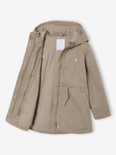 Parka fille 3 en 1 parka et coupe-vent imprimé fleurs kaki 9 - vertbaudet enfant 