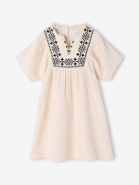 Robe brodée fille Capsule mère-fille sable 4 - vertbaudet enfant 