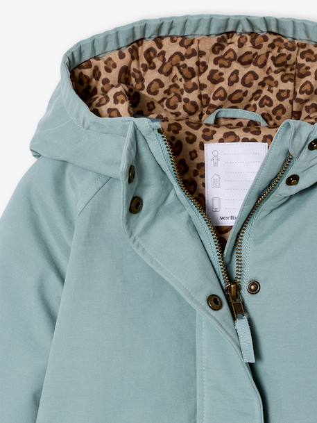 Parka longue fille capuche vert de gris 4 - vertbaudet enfant 