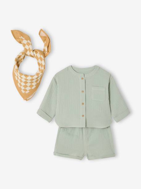 Ensemble 3 pièces short bébé garçon vert d'eau 6 - vertbaudet enfant 