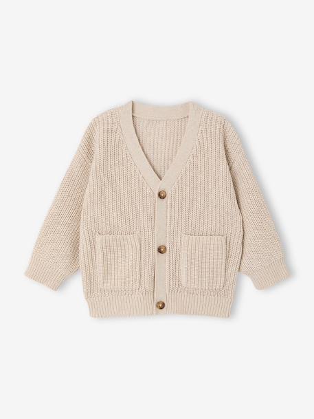 Gilet bébé garçon col V essentiel écru 1 - vertbaudet enfant 