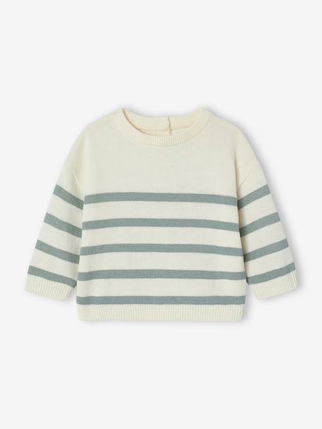 Pull bébé rayé en tricot caramel+marine+vert sauge 7 - vertbaudet enfant 