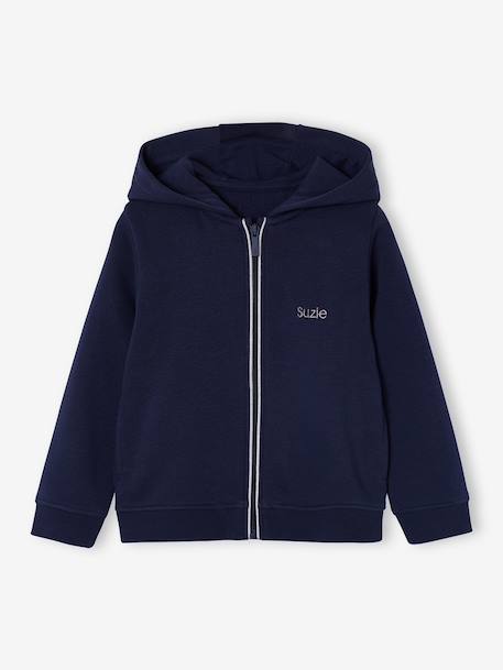 Sweat zippe fille à capuche marine 2 - vertbaudet enfant 