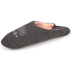 Vêtements de grossesse-Chaussons mules en jersey et semelle à picots antidérapants