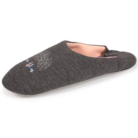 Chaussons mules en jersey et semelle à picots antidérapants Gris chiné foncé 1 - vertbaudet enfant 