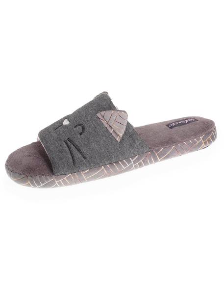 Chaussons sandales en jersey et semelle à picots antidérapants Gris chiné foncé 6 - vertbaudet enfant 