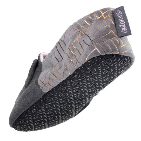 Chaussons slippers en jersey et semelle à picots antidérapants Gris chiné foncé 5 - vertbaudet enfant 