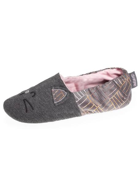 Chaussons slippers en jersey et semelle à picots antidérapants Gris chiné foncé 6 - vertbaudet enfant 