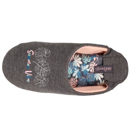 Chaussons mules en jersey et semelle à picots antidérapants Gris chiné foncé 2 - vertbaudet enfant 