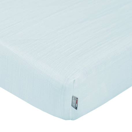 Drap housse en gaze de coton à carreaux Beige+Bleu 7 - vertbaudet enfant 
