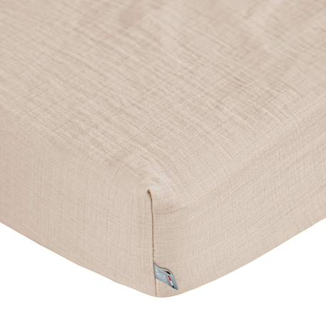 Drap housse en gaze de coton à carreaux Beige+Bleu 3 - vertbaudet enfant 