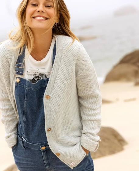 Cardigan de grossesse en maille abelha Gris perle+Noir+Sauge 2 - vertbaudet enfant 