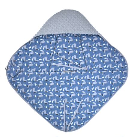 Chancelière couverture enveloppante nid d'ange bébé réversible Bleu, loup 3 - vertbaudet enfant 