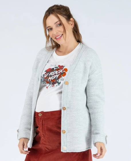 Cardigan de grossesse en maille abelha Gris perle+Noir+Sauge 1 - vertbaudet enfant 