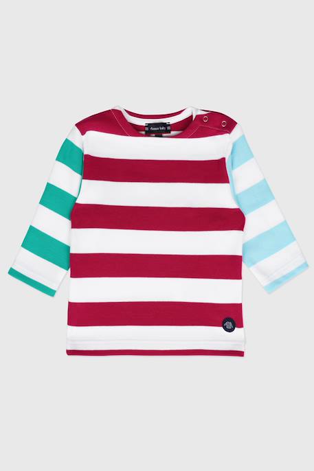 Marinière fantaisie en coton épais bébé Blanc / delhi / icaro / de+Blanc / icaro / marine dee+Blanc/skipper/ketchup/marine d 1 - vertbaudet enfant 