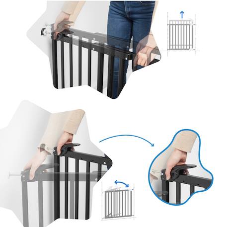 Barrière de sécurité enfant extensible deco pop Blanc+Marron+Noir 17 - vertbaudet enfant 