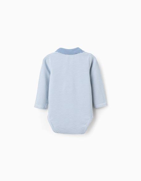 Body-polo à manches longues rayé Bleu clair 2 - vertbaudet enfant 