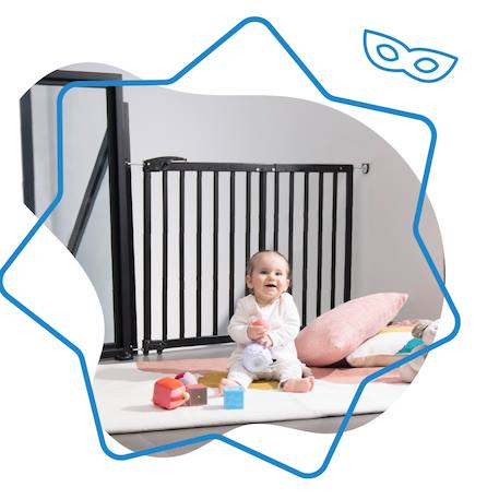 Barrière de sécurité enfant extensible deco pop Blanc+Marron+Noir 14 - vertbaudet enfant 