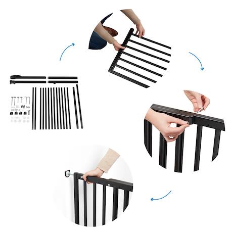 Barrière de sécurité enfant extensible deco pop Blanc+Marron+Noir 18 - vertbaudet enfant 