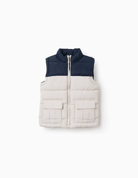 Doudoune sans manches rembourrée avec poches Beige clair 1 - vertbaudet enfant 
