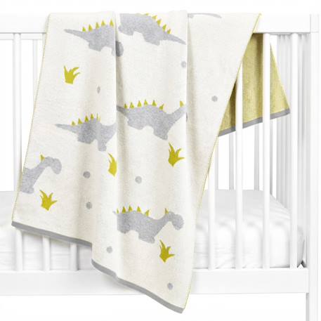 Couverture en coton bio gots Écru, dino+Écru, hippo+Écru, motifs bleu+Gris, champi+Gris, chatons+Gris, flammant rose+Gris, licorne+Multicolore, toucan+Rose, chat 1 - vertbaudet enfant 