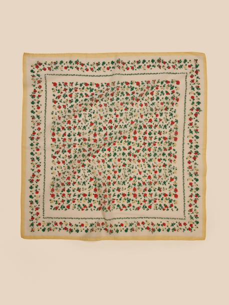 Foulard fleurs fille - coton biologique Ecru+Rose 3 - vertbaudet enfant 