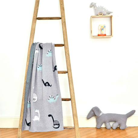 Couverture en coton bio gots Gris, dino 4 - vertbaudet enfant 