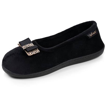 Chaussons ballerines velours semelle ergonomique Noir+Rayure marine 1 - vertbaudet enfant 