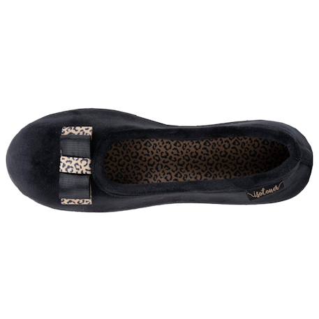 Chaussons ballerines velours semelle ergonomique Noir+Rayure marine 2 - vertbaudet enfant 