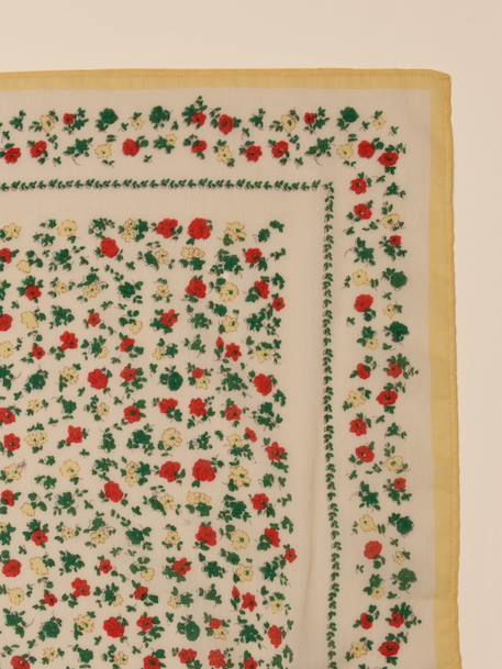 Foulard fleurs fille - coton biologique Ecru+Rose 2 - vertbaudet enfant 