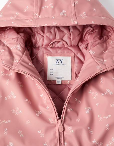 Parka en caoutchouc rembourrée avec capuche Rose 4 - vertbaudet enfant 