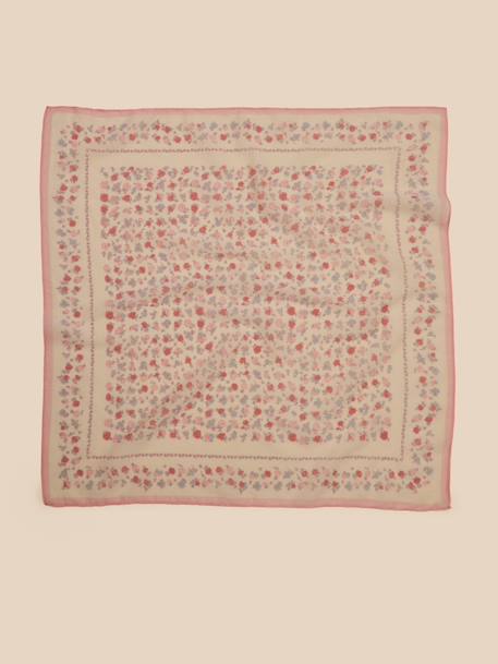 Foulard fleurs fille - coton biologique Ecru+Rose 6 - vertbaudet enfant 