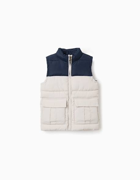 Doudoune sans manches rembourrée avec poches Beige clair 3 - vertbaudet enfant 