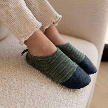 Chaussons bébé d’intérieur en velours doux Vert 3 - vertbaudet enfant 