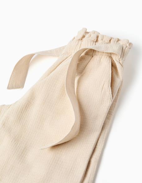 Pantalon large en coton dobby avec ceinture Blanc 4 - vertbaudet enfant 