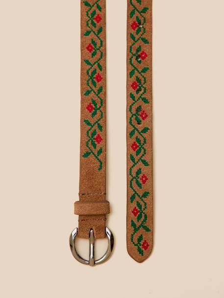 Ceinture brodée en cuir fille Camel 2 - vertbaudet enfant 