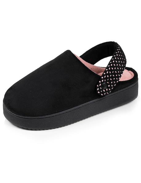 Chaussons mules suédine plateforme de 3,5 cm, confort mousse optimal Camel+Noir 12 - vertbaudet enfant 