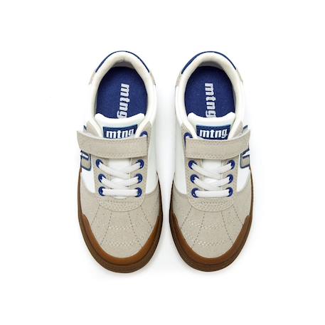 Sneakers garçon synthétique lacets Blanc–bleu+Bleu marine–orange 4 - vertbaudet enfant 