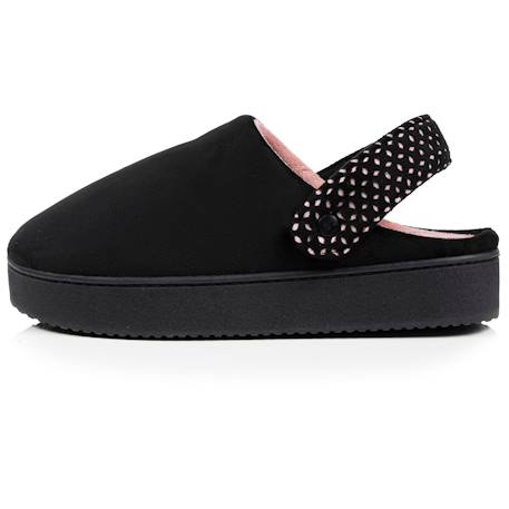 Chaussons mules suédine plateforme de 3,5 cm, confort mousse optimal Camel+Noir 9 - vertbaudet enfant 