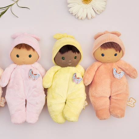 Poupée peluche souple bébé Jaune, marron, bleu+Vert d'eau, écru, bleu 6 - vertbaudet enfant 